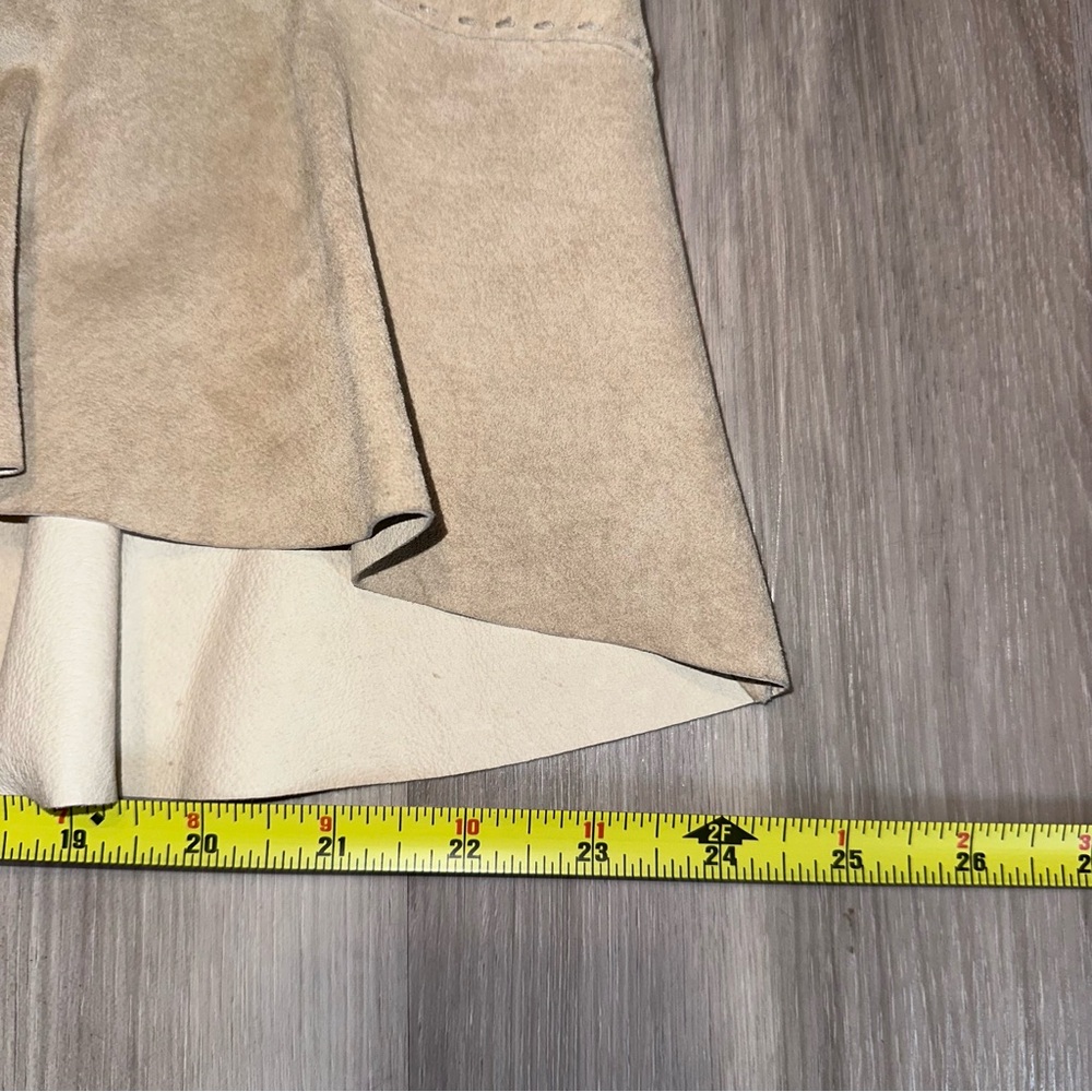 Ann Taylor Suede Leather A-Line Flare Skirt Tan Khaki Western Office Size 10 - Picture 8 of 10